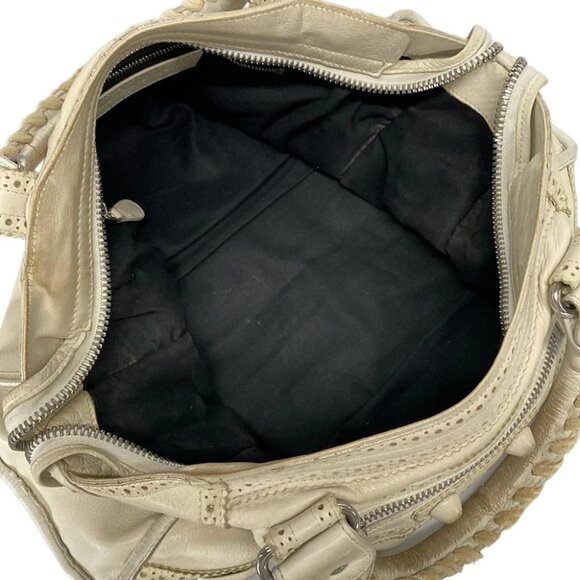 Auth BALENCIAGA The Giant Brogues City Cream Leather Handba - Picture 13 of 14